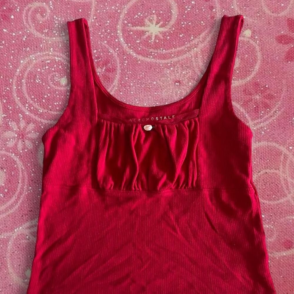 Aeropostale Red Square Neck Tank Top